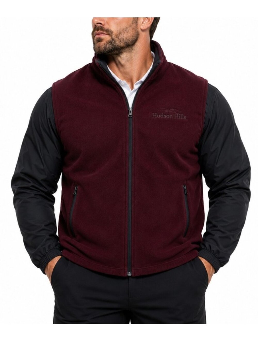 FootJoy Jacket Mens XL Burgundy Fleece Black Removable Sleeve Vest Golf Club Dad